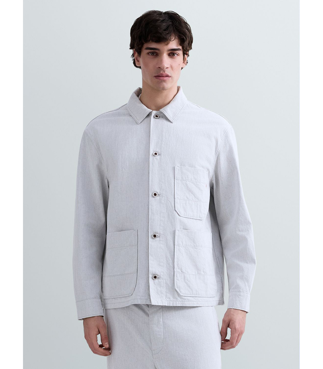 コットンツイル オーバーシャツ 詳細画像 ホワイトブルー 1